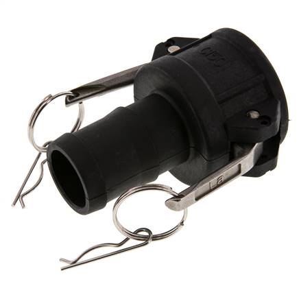Acoplamiento de polipropileno Camlock DN 40 (1 1/2'') Pilar de manguera (38 mm) Tipo C MIL-C-27487