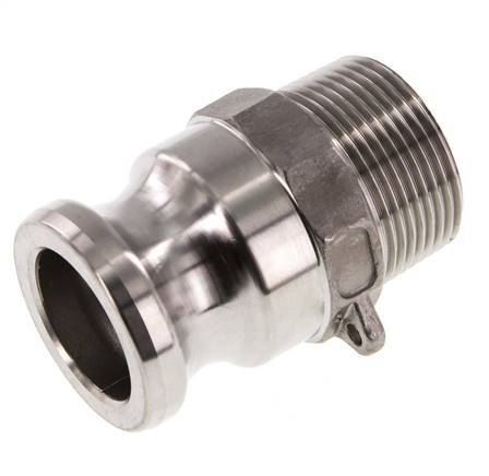 Acoplamiento de acero inoxidable Camlock DN 32 (1 1/4'') R 1 1/4'' Rosca Macho Tipo F MIL-C-27487