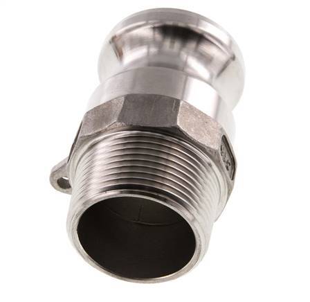 Acoplamiento de acero inoxidable Camlock DN 32 (1 1/4'') R 1 1/4'' Rosca Macho Tipo F MIL-C-27487