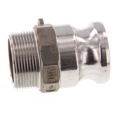 Acoplamiento de acero inoxidable Camlock DN 40 (1 1/2'') R 1 1/2'' Rosca Macho Tipo F MIL-C-27487