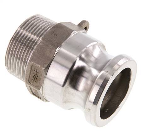 Acoplamiento de acero inoxidable Camlock DN 40 (1 1/2'') R 1 1/2'' Rosca Macho Tipo F MIL-C-27487