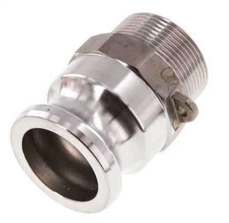 Acoplamiento de acero inoxidable Camlock DN 40 (1 1/2'') R 1 1/2'' Rosca Macho Tipo F MIL-C-27487