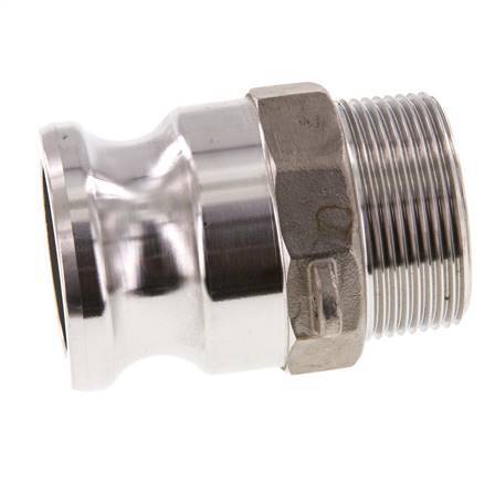 Acoplamiento de acero inoxidable Camlock DN 40 (1 1/2'') R 1 1/2'' Rosca Macho Tipo F MIL-C-27487