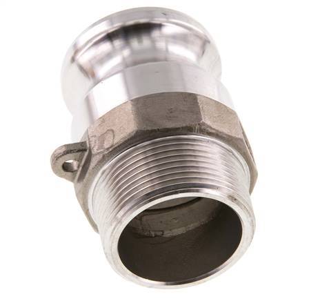 Acoplamiento de acero inoxidable Camlock DN 40 (1 1/2'') R 1 1/2'' Rosca Macho Tipo F MIL-C-27487