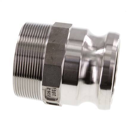 Acoplamiento de acero inoxidable Camlock DN 60 (2 1/2'') R 2 1/2'' Rosca Macho Tipo F MIL-C-27487