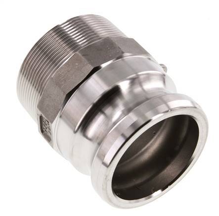 Acoplamiento de acero inoxidable Camlock DN 60 (2 1/2'') R 2 1/2'' Rosca Macho Tipo F MIL-C-27487