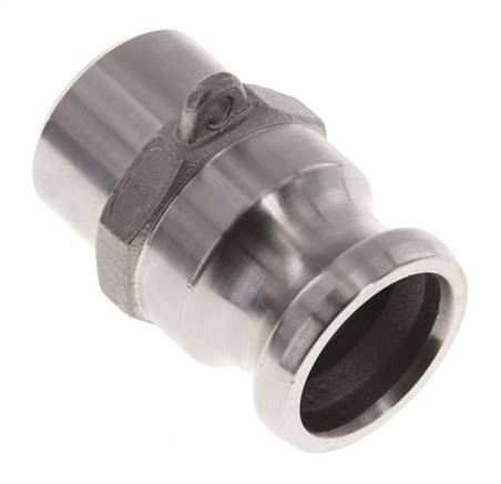 Acoplamiento de acero inoxidable Camlock DN 25 (1'') Extremo para soldar (33,7 mm) Tipo F (AS) MIL-C-27487
