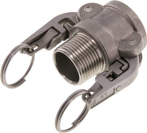 Acoplamiento de seguridad Camlock DN 25 (1'') de acero inoxidable R 1'' rosca macho tipo B MIL-C-27487