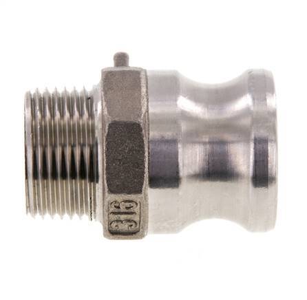 Acoplamiento de acero inoxidable Camlock DN 20 (3/4'') Rosca NPT macho de 3/4'' Tipo F MIL-C-27487