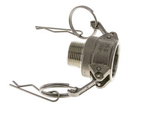 Acoplamiento de acero inoxidable Camlock DN 20 (3/4'') Rosca NPT macho de 3/4'' Tipo B MIL-C-27487