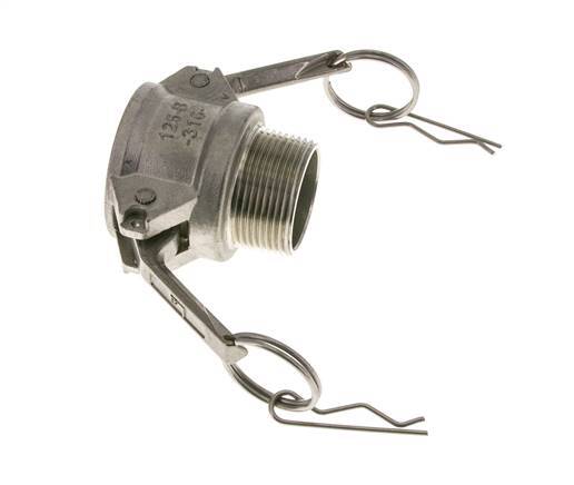 Acoplamiento de acero inoxidable Camlock DN 32 (1 1/4'') Rosca NPT macho de 1 1/4'' Tipo B MIL-C-27487