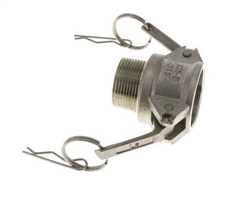 Acoplamiento de acero inoxidable Camlock DN 32 (1 1/4'') Rosca NPT macho de 1 1/4'' Tipo B MIL-C-27487