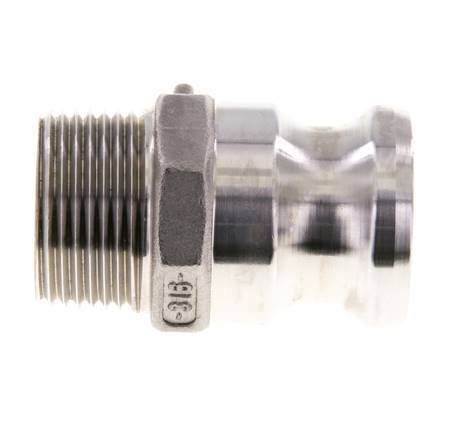 Acoplamiento de acero inoxidable Camlock DN 25 (1'') Rosca NPT macho de 1'' Tipo F MIL-C-27487