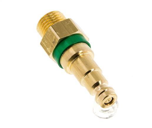 Brass DN 5 Green Air Coupling Plug G 1/4 inch Male Double Shut-Off