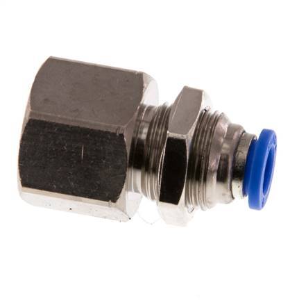 6mm x G3/8'' Push-in Fitting with Female Threads Brass/PA 66 NBR Bulkhead [2 Pieces]