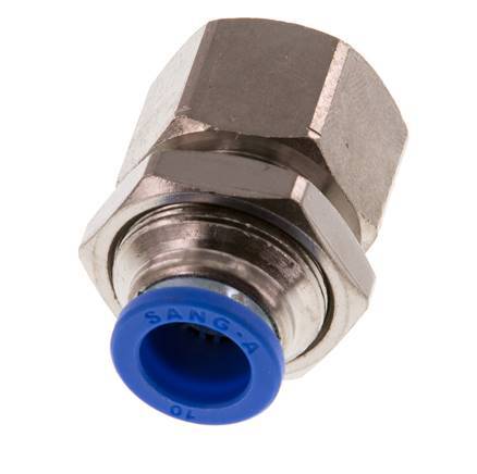 10mm x G3/8'' Push-in Fitting with Female Threads Brass/PA 66 NBR Bulkhead