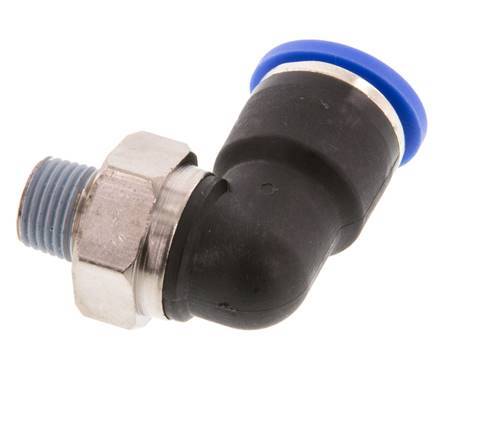 Codo de 90 grados 10mm x R1/8'' con rosca macho latón/PA 66 NBR manguito corto giratorio [2 piezas]
