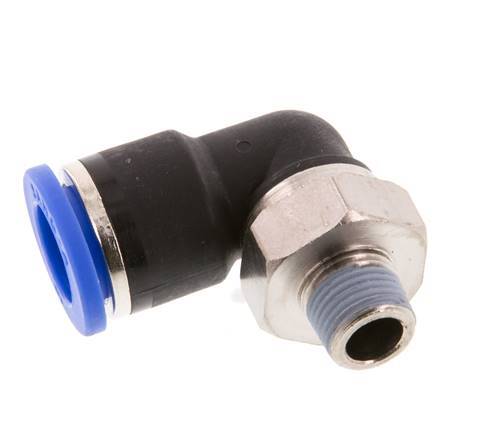 Codo de 90 grados 10mm x R1/8'' con rosca macho latón/PA 66 NBR manguito corto giratorio [2 piezas]