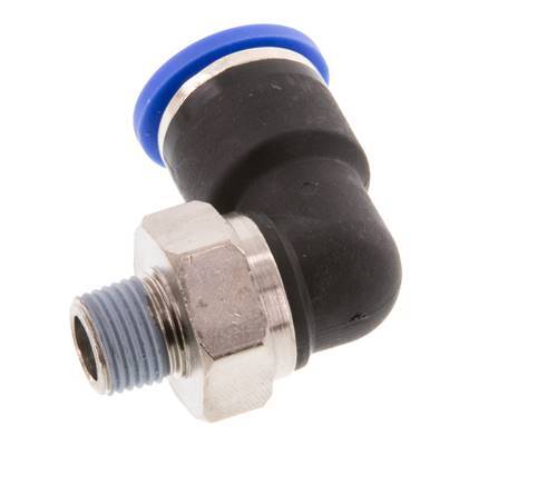 Codo de 90 grados 10mm x R1/8'' con rosca macho latón/PA 66 NBR manguito corto giratorio [2 piezas]