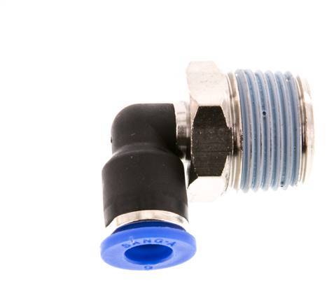 Racor de 6mm x R3/8'' 90deg con rosca macho latón/PA 66 NBR manguito corto giratorio [2 piezas]