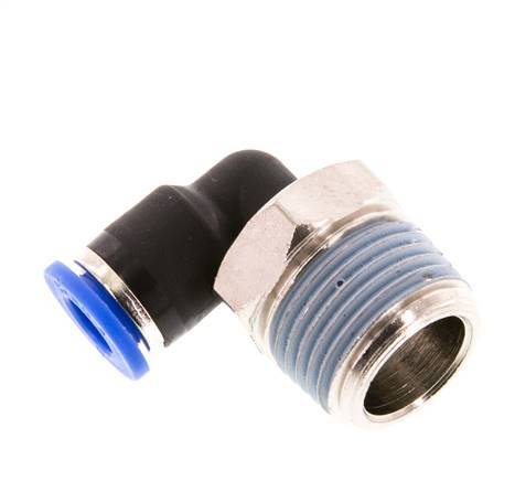 Racor de 6mm x R3/8'' 90deg con rosca macho latón/PA 66 NBR manguito corto giratorio [2 piezas]
