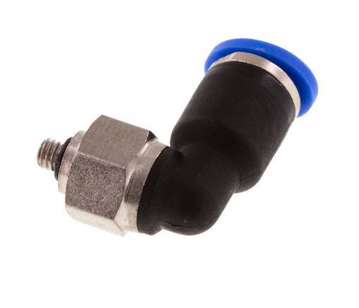 Racor de 3mm x M 3 90deg con rosca macho Latón/PA 66 NBR Manguito corto giratorio [2 piezas]