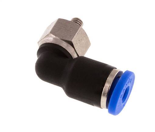 Racor de 3mm x M 3 90deg con rosca macho Latón/PA 66 NBR Manguito corto giratorio [2 piezas]