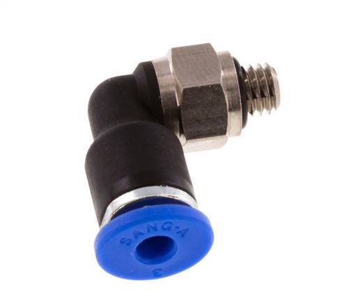3mm x M 5 90deg Elbow Push-in Fitting with Male Threads Brass/PA 66 NBR Short Sleeve Rotatable [5 Pieces]