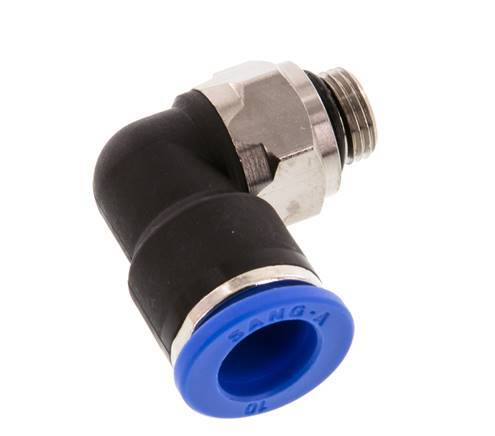 10mm x G1/8'' 90deg Elbow Push-in Fitting with Male Threads Brass/PA 66 NBR Short Sleeve Rotatable [2 Pieces]