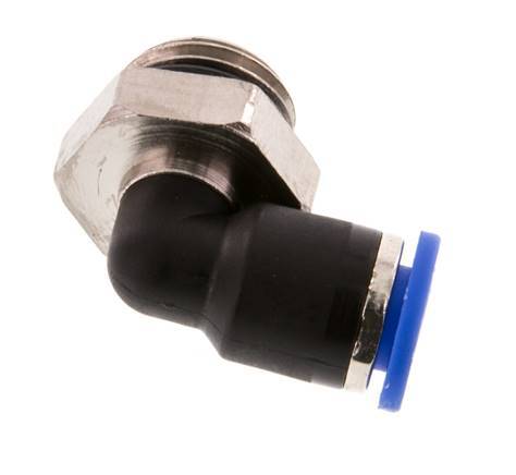 6mm x G1/4'' 90deg Elbow Push-in Fitting with Male Threads Brass/PA 66 NBR Short Sleeve Rotatable [2 Pieces]
