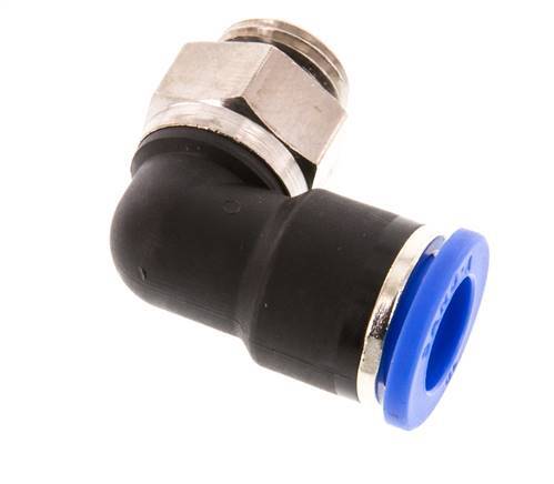 10mm x G1/4'' 90deg Elbow Push-in Fitting with Male Threads Brass/PA 66 NBR Short Sleeve Rotatable [2 Pieces]