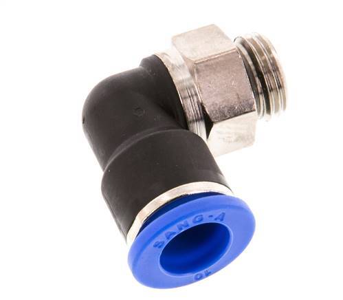 10mm x G1/4'' 90deg Elbow Push-in Fitting with Male Threads Brass/PA 66 NBR Short Sleeve Rotatable [2 Pieces]