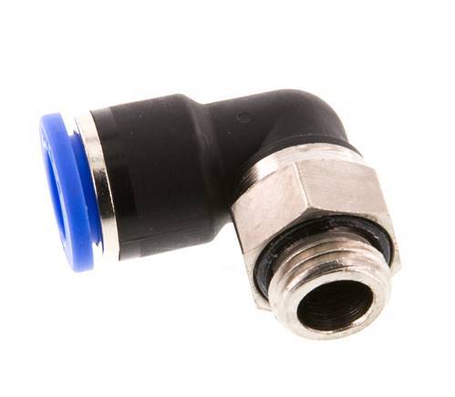 10mm x G1/4'' 90deg Elbow Push-in Fitting with Male Threads Brass/PA 66 NBR Short Sleeve Rotatable [2 Pieces]
