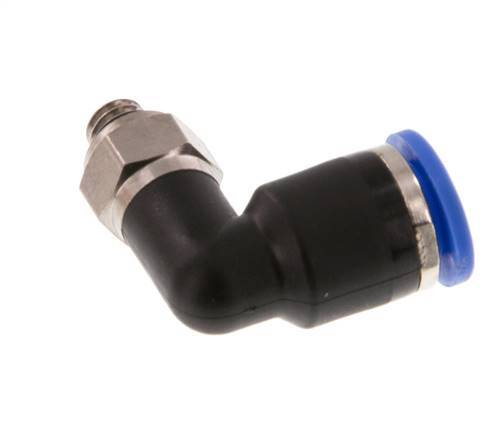 6mm x M 5 90deg Elbow Push-in Fitting with Male Threads Brass/PA 66 NBR Rotatable [2 Pieces]