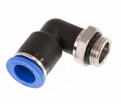 12mm x G3/8'' 90deg Elbow Push-in Fitting with Male Threads Brass/PA 66 NBR Rotatable [2 Pieces]