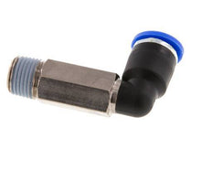 6mm x R1/8'' 90deg Elbow Push-in Fitting with Male Threads Brass/PA 66 NBR Long Sleeve Rotatable [2 Pieces]