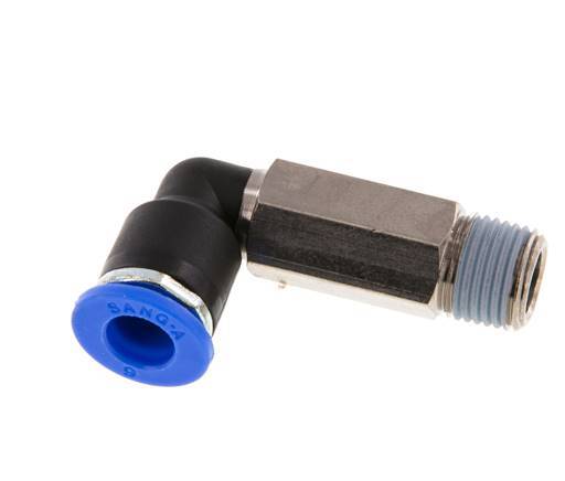 Racor de 6mm x R1/8'' 90deg con rosca macho Latón/PA 66 NBR Manguito largo giratorio [2 piezas]