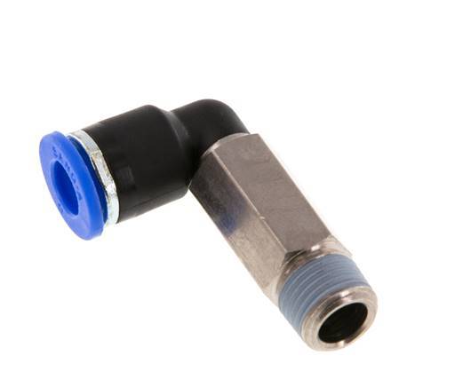 Racor de 6mm x R1/8'' 90deg con rosca macho Latón/PA 66 NBR Manguito largo giratorio [2 piezas]