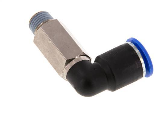 12mm x R1/4'' 90deg Elbow Push-in Fitting with Male Threads Brass/PA 66 NBR Long Sleeve Rotatable