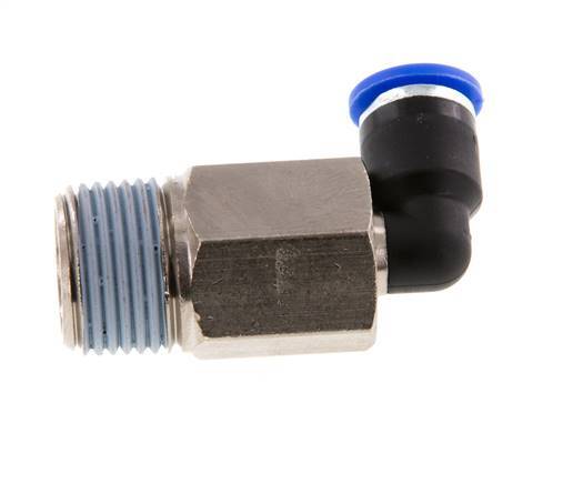6mm x R3/8'' 90deg Elbow Push-in Fitting with Male Threads Brass/PA 66 NBR Long Sleeve Rotatable [2 Pieces]
