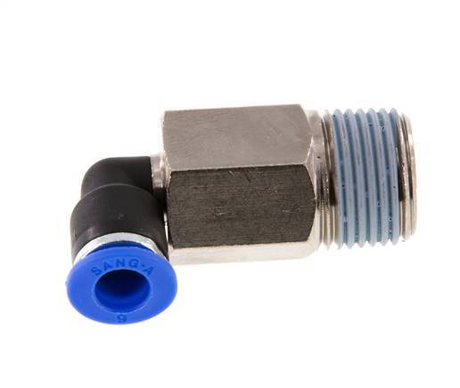 Racor de 6mm x R3/8'' 90deg con rosca macho latón/PA 66 NBR manga larga giratorio [2 piezas]