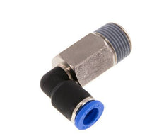 8mm x R3/8'' 90deg Elbow Push-in Fitting with Male Threads Brass/PA 66 NBR Long Sleeve Rotatable [2 Pieces]