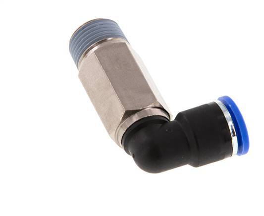 10mm x R3/8'' 90deg Elbow Push-in Fitting with Male Threads Brass/PA 66 NBR Long Sleeve Rotatable [2 Pieces]