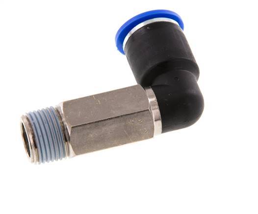 Racor rápido de 90 grados 12mm x R3/8'' con rosca macho Latón/PA 66 NBR de manguito largo giratorio