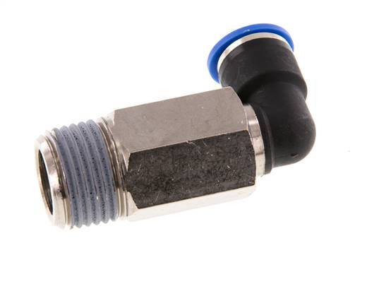 10mm x R1/2'' 90deg Elbow Push-in Fitting with Male Threads Brass/PA 66 NBR Long Sleeve Rotatable