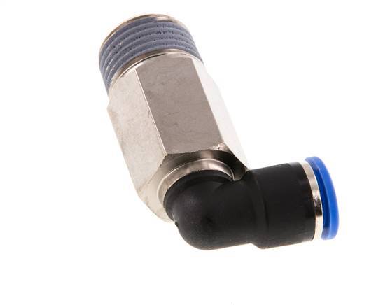 10mm x R1/2'' 90deg Elbow Push-in Fitting with Male Threads Brass/PA 66 NBR Long Sleeve Rotatable