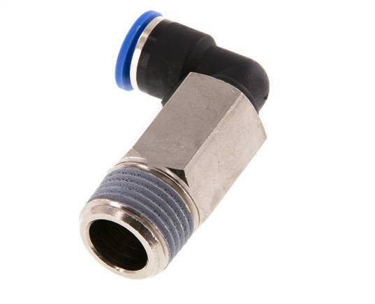 10mm x R1/2'' 90deg Elbow Push-in Fitting with Male Threads Brass/PA 66 NBR Long Sleeve Rotatable