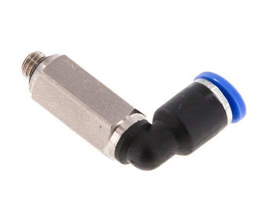 3mm x M 5 90deg Elbow Push-in Fitting with Male Threads Brass/PA 66 NBR Long Sleeve Rotatable [2 Pieces]