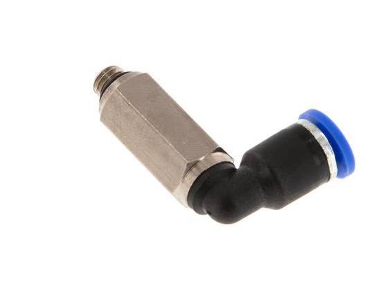 4mm x M 5 90deg Elbow Push-in Fitting with Male Threads Brass/PA 66 NBR Long Sleeve Rotatable [2 Pieces]