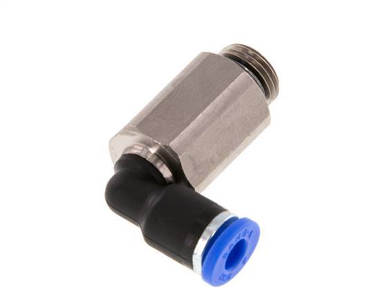 Racor de 4mm x G1/8'' 90deg con rosca macho Latón/PA 66 NBR Manguito largo giratorio [2 piezas]
